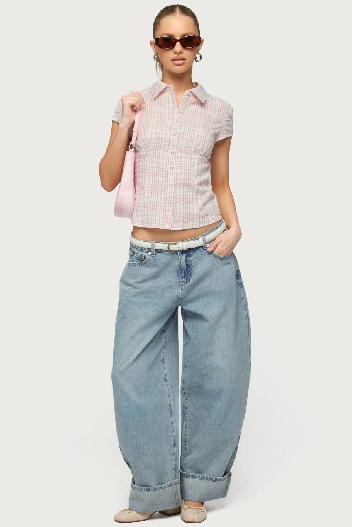 Naiah Plaid Tailored Button Up Shirt