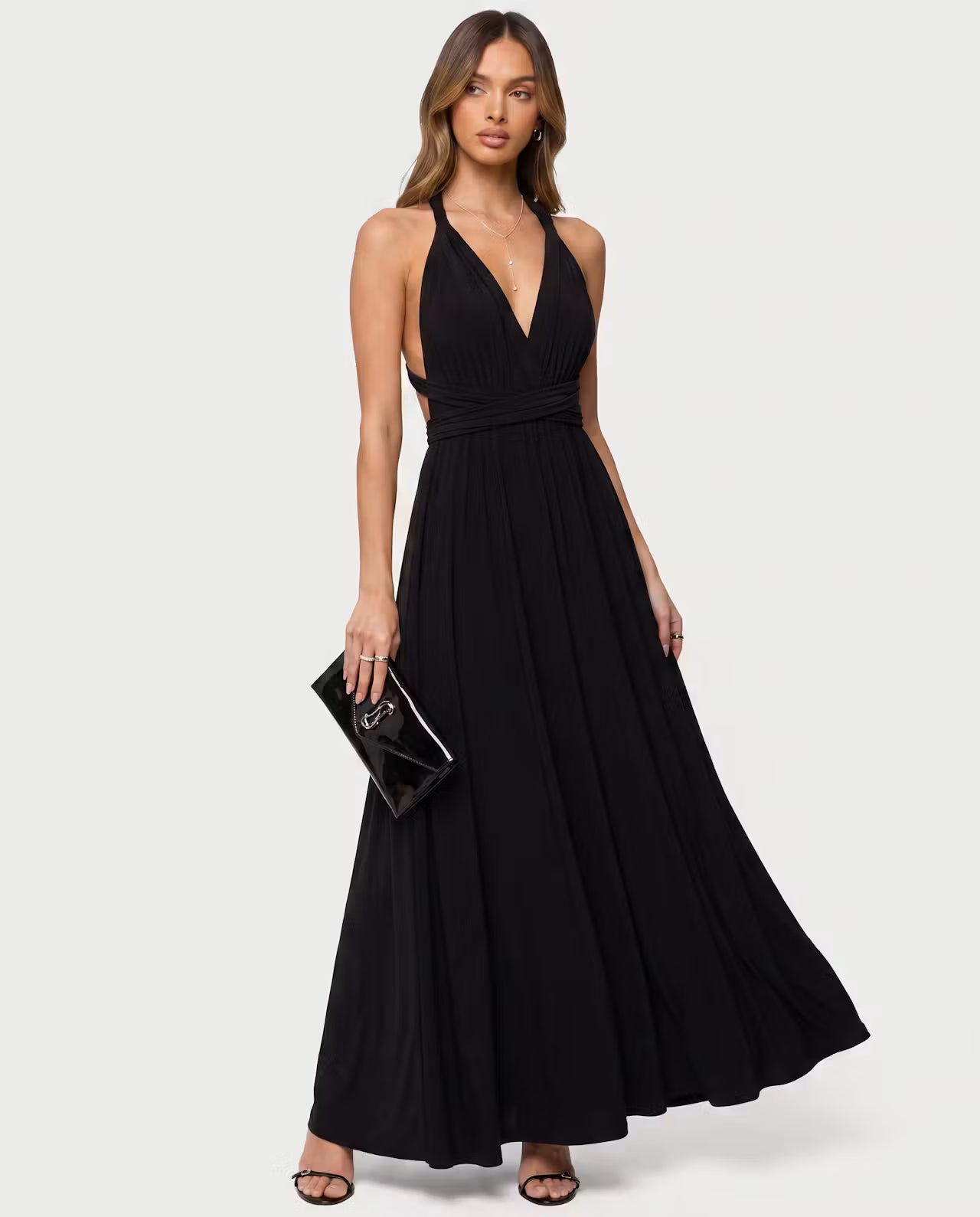 Black Twisted Maxi Dress by STYLEBURY, featuring a flattering design and flowing fabric perfect for elegant occasions.