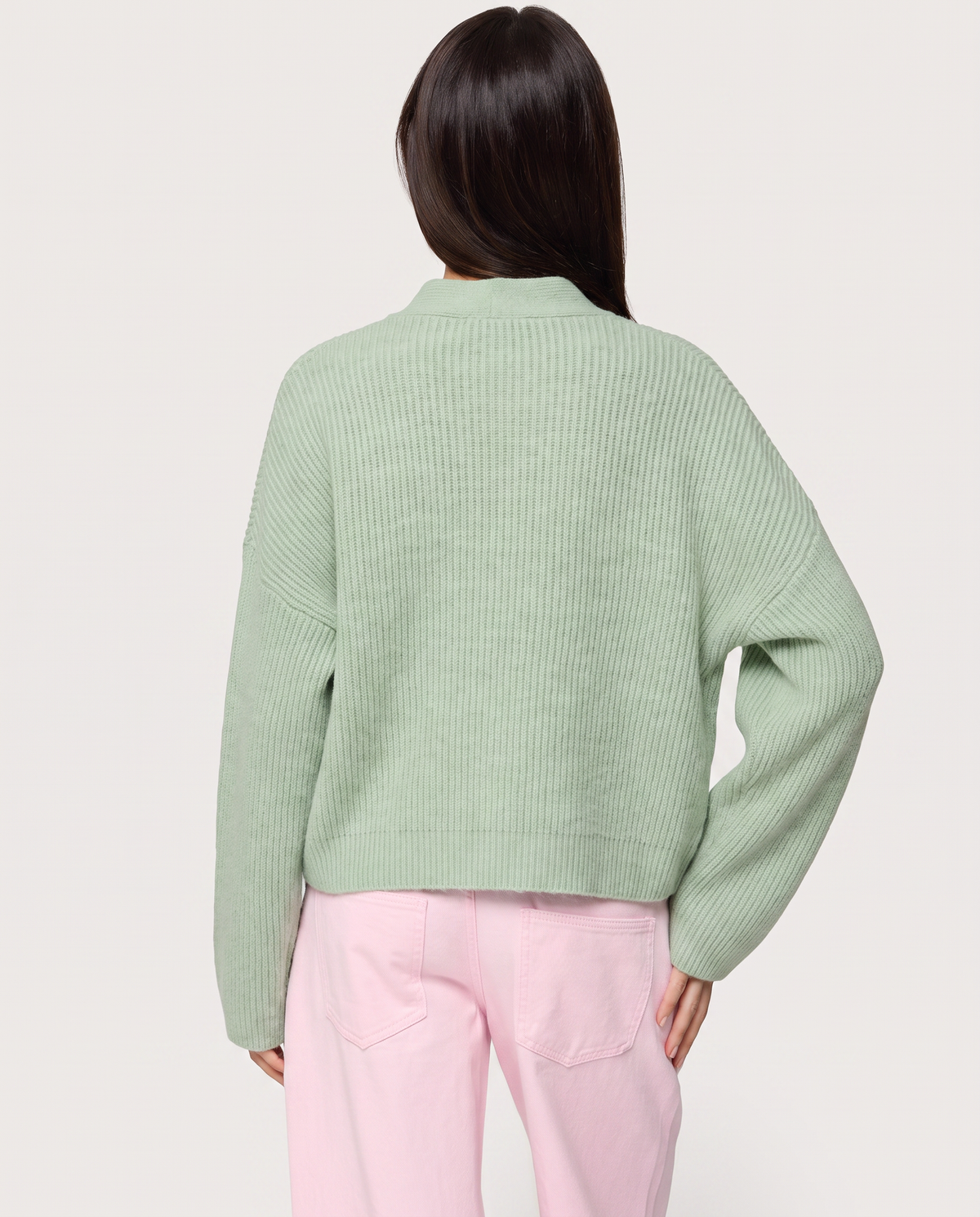 STYLEBURY Zip Knit Cardigan in mint color, featuring a front zipper and cozy knit fabric, perfect for casual wear.