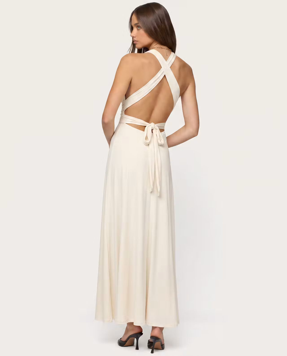 STYLEBURY Twisted Maxi Dress Coconut in soft fabric, featuring a flowing silhouette and twisted design details.
