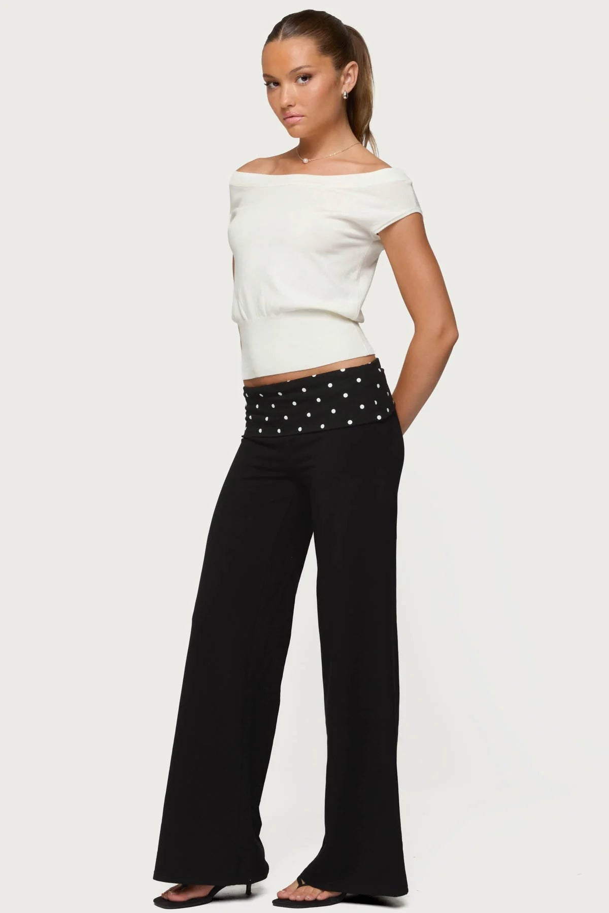 Reeva Polka Dot Foldover Trousers