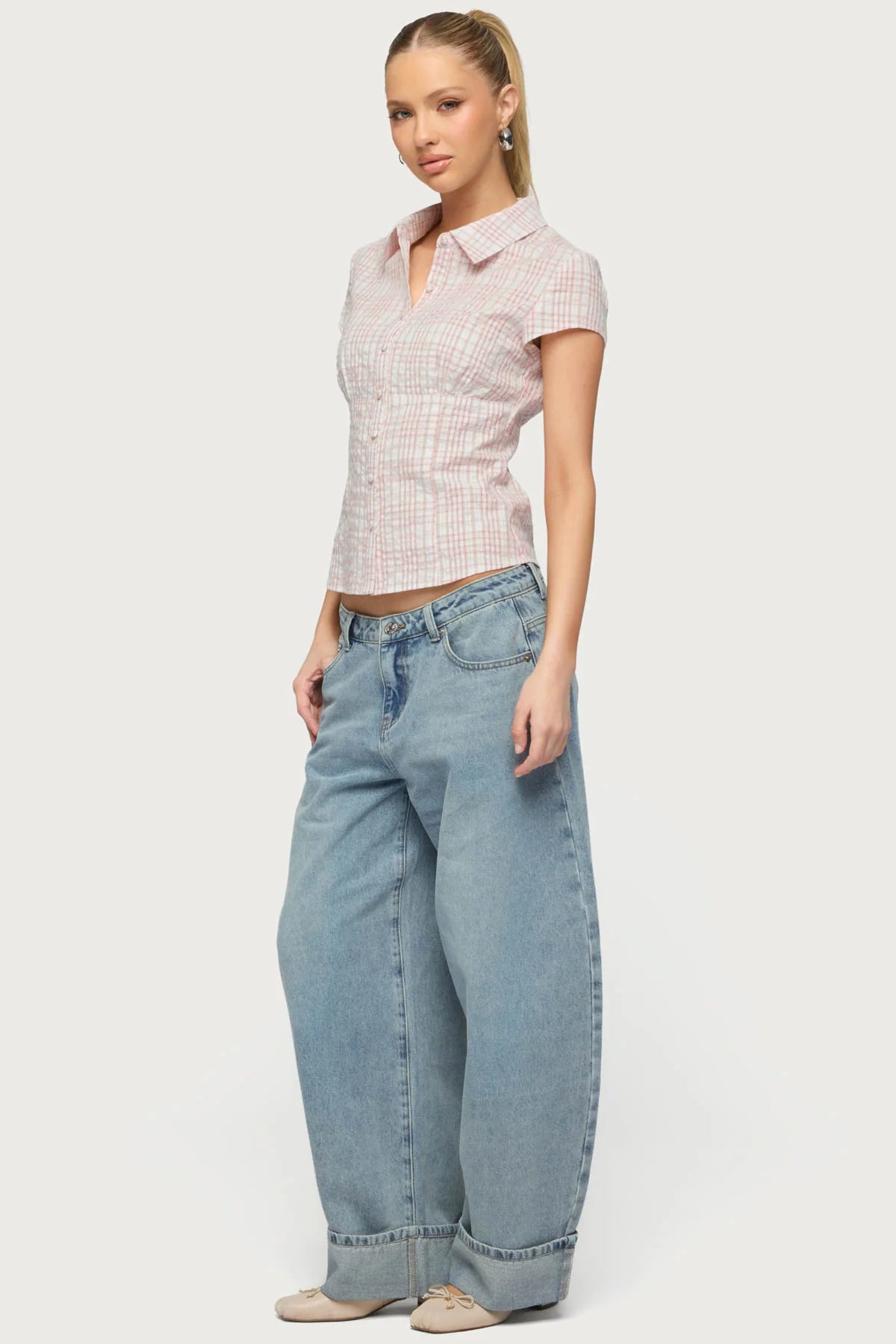 Naiah Plaid Tailored Button Up Shirt