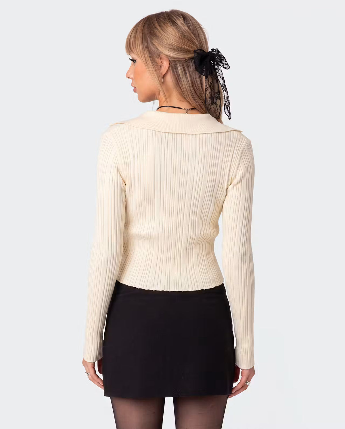 STYLEBURY Zip Knit Cardigan in vanilla, showcasing a cozy, lightweight knit with a front zipper and structured fit.