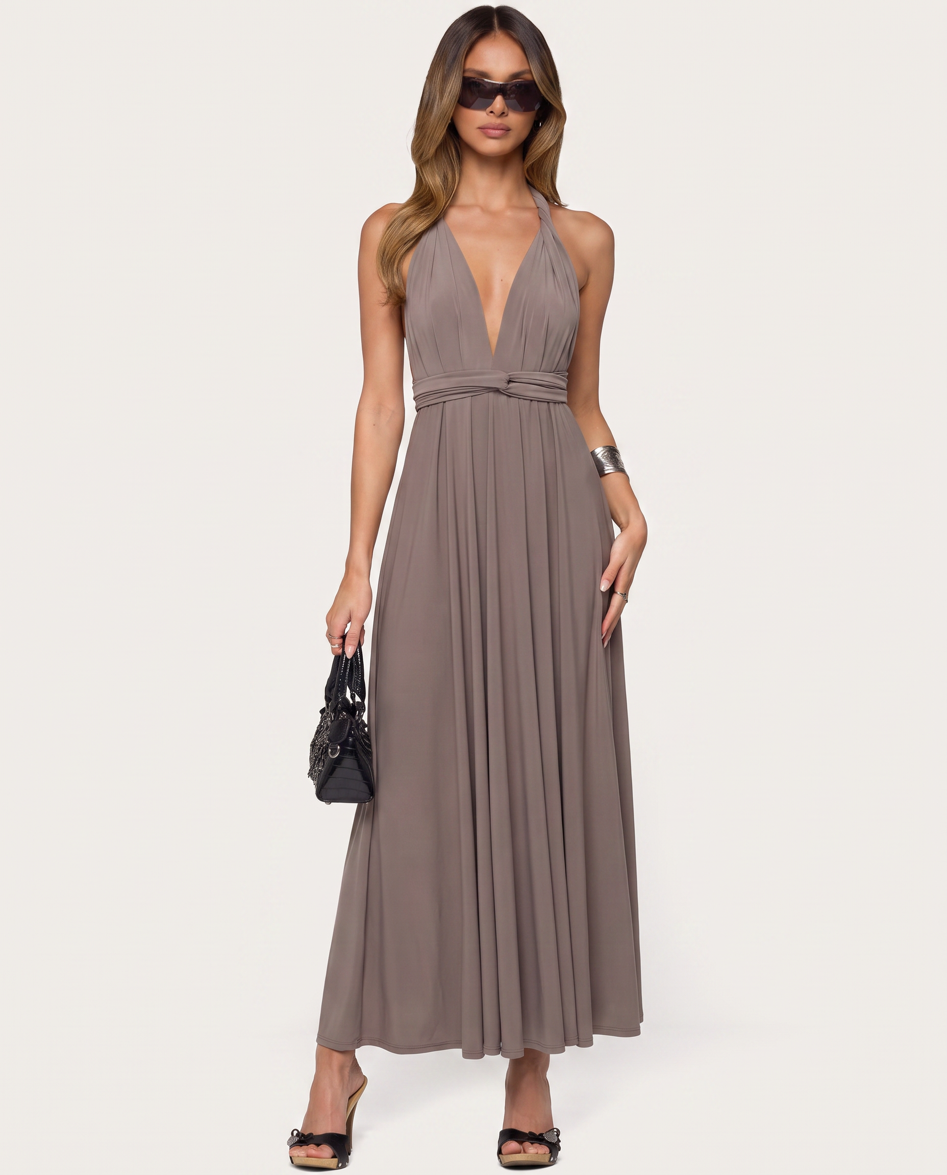 Twisted Maxi Dress Taupe