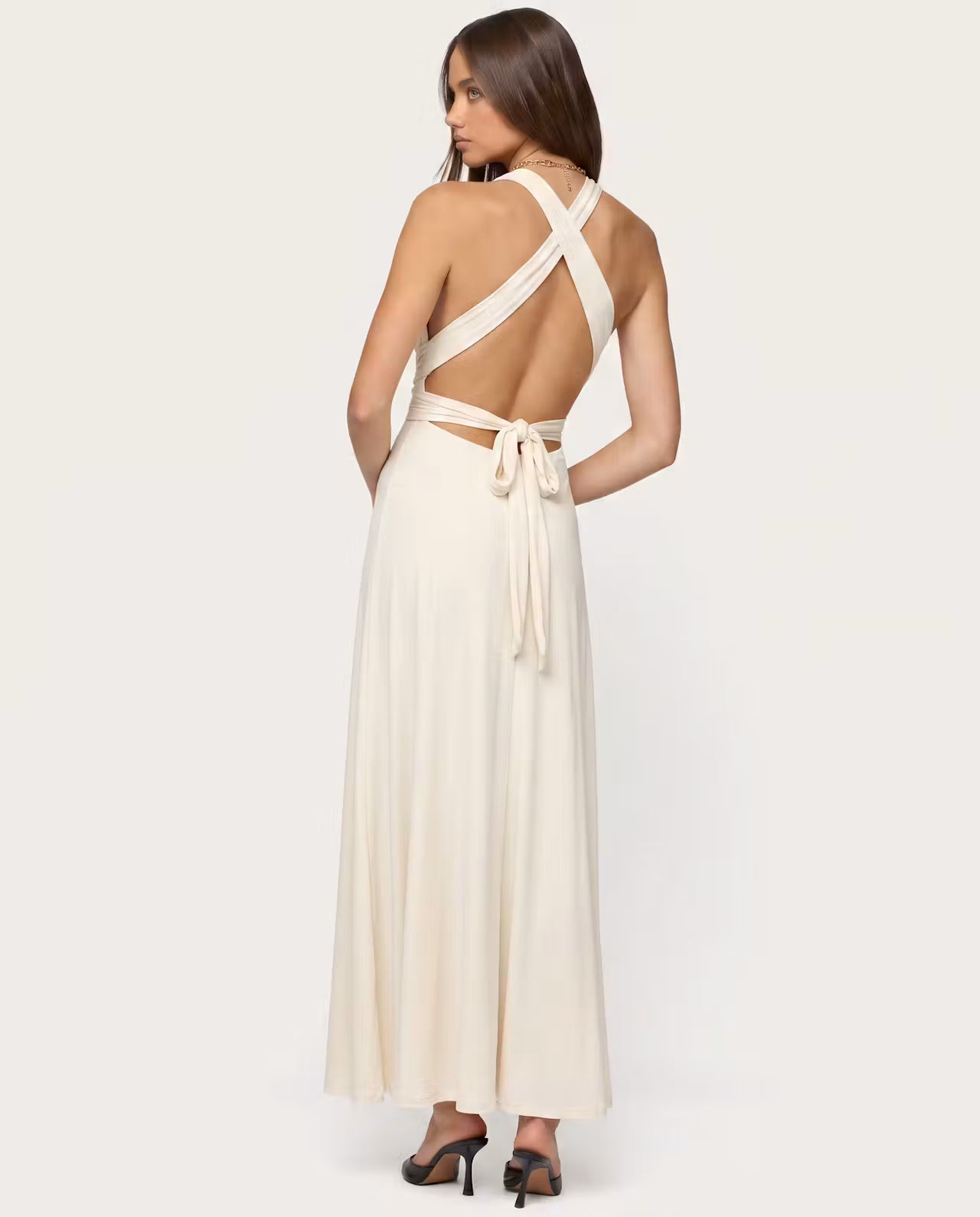 STYLEBURY Twisted Maxi Dress Coconut in soft fabric, featuring a flowing silhouette and twisted design details.