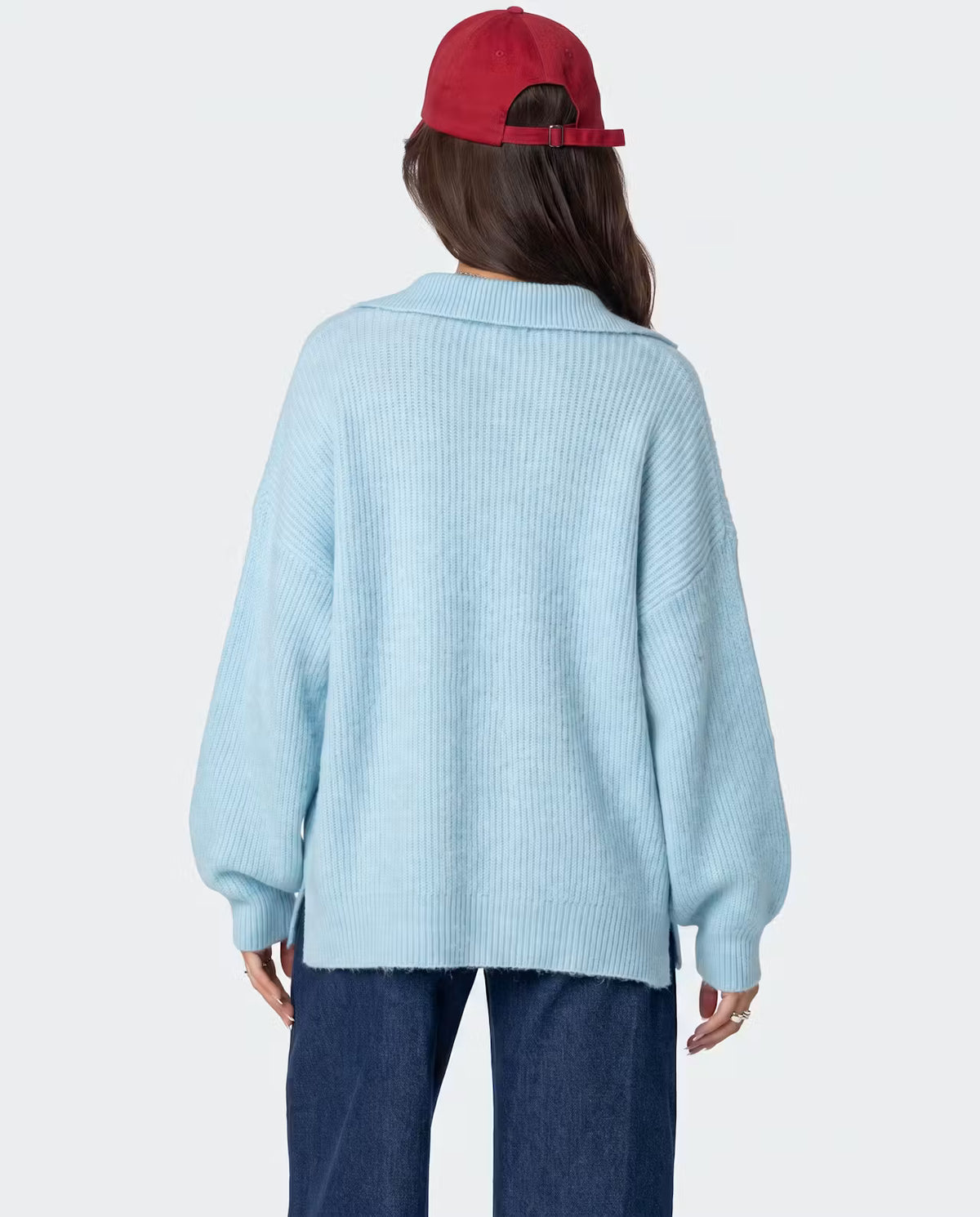 Light blue Zip Knit Cardigan by STYLEBURY, featuring a fitted design with a front zipper and ribbed cuffs and hem.