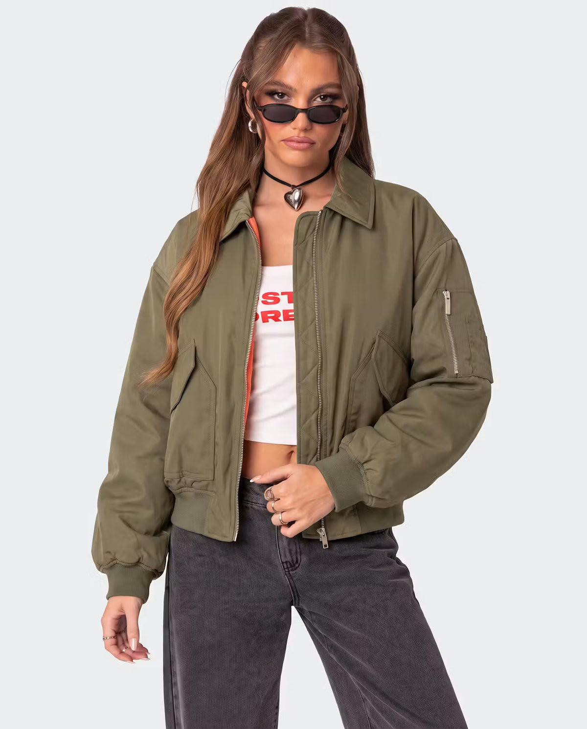 STYLEBURY capsule bomber jacket in khaki, lightweight and stylish men's outerwear with a zip front and ribbed cuffs.